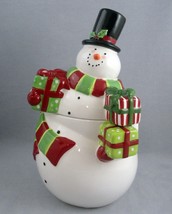Macys Susan Winget Christmas Presents Snowman Cookie Jar Certified Inter... - $37.22