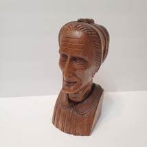 Hand Carved Wood Busts, J Alberdi Mid-Century Carving, Old Man & Woman, Bookends image 8
