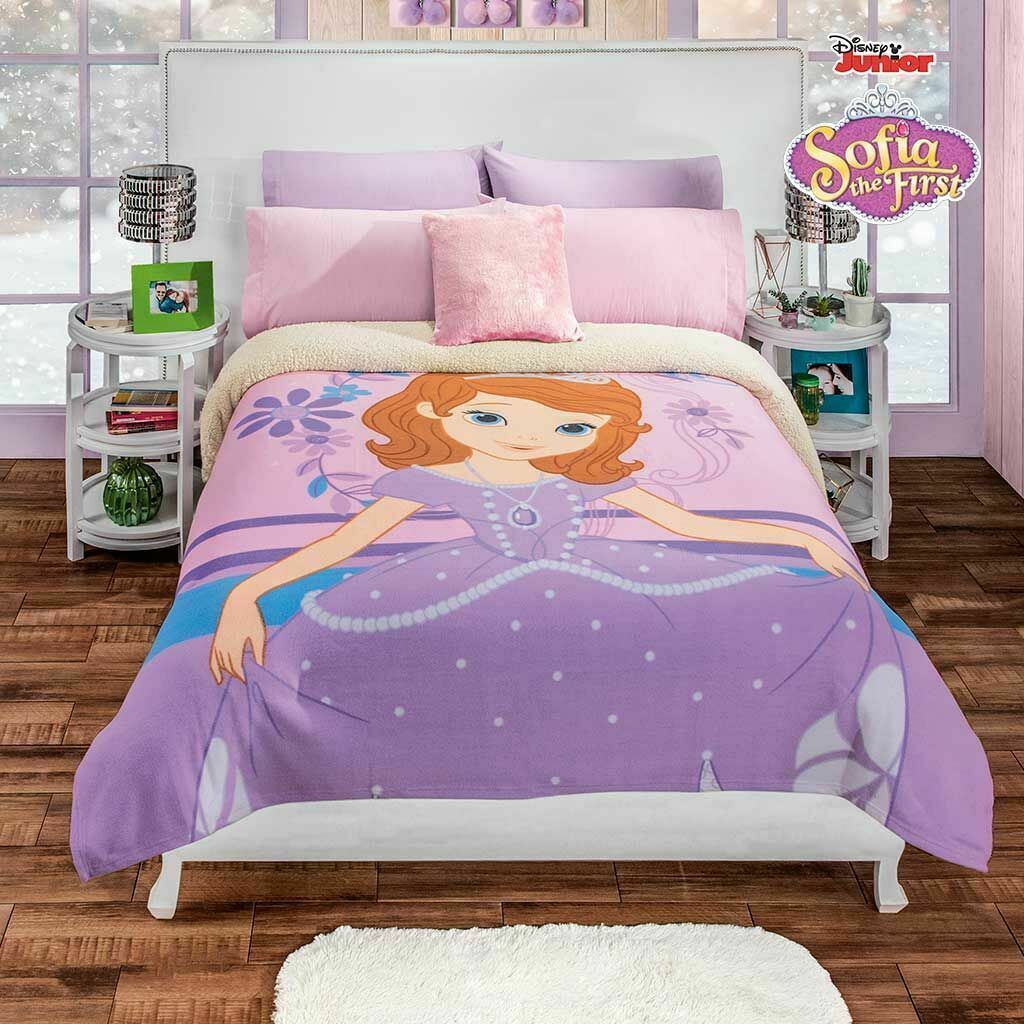 Disney Junior Purple Sofia the First Fleece Blanket with Sherpa ...