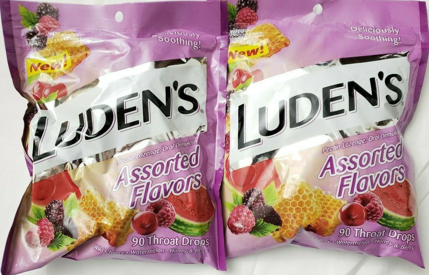 2 Ludens Throat Drops Assorted Flavors 90 Lozenges Cherry Watermelon