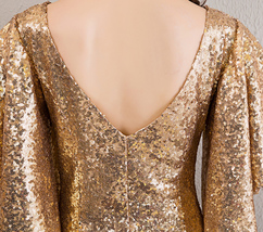 Sexy Golden Bat Sleeve Maxi Long Sequin Dress Plus Size Sequined Cocktail Dress image 9