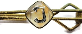 &quot;J&quot; Initial Swank Klip Gold Tone Vintage Tie Bar Roller End Clip Church - $22.27