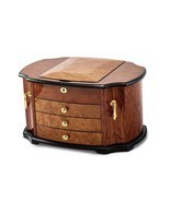 High Gloss Oak Burl Veneer Locking Wooden Jewelry Box - $695.99