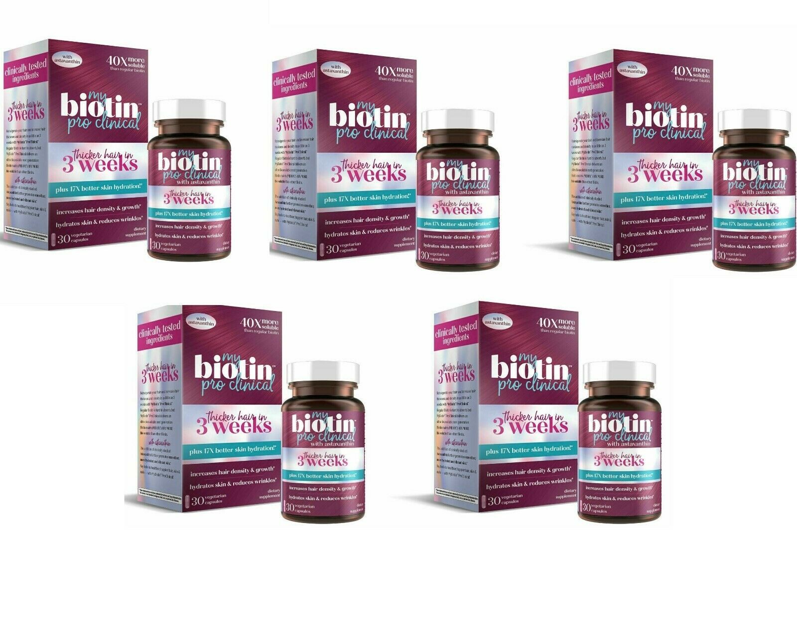 MyBiotin ProClinical w/ Astaxanthin Purity Products 5X30Caps Inositol Arginine