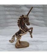 Vintage Mythical Solid Brass Unicorn Standing on Her Back Hind legs - $33.95