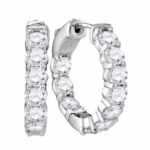14k White Gold Womens Round Diamond Hoop Fashion Earrings 3-7/8 Cttw - $9,999.00