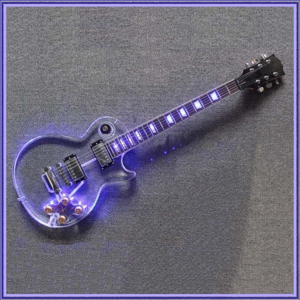 Acrylic LED Multi or One Color Rock n Roll Electric Guitar Clear