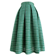 Sage Green Winter Midi Skirt Holiday Skirt Lady A-line Woolen Pleated Skirt Plus image 8