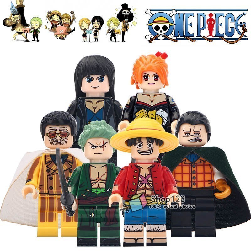 6pcs Set One Piece Anime Crocodile Kizaru Luffy Nami Nico Robin Zoro 