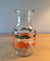Vintage 70s Anchor Hocking oranges and leaves juice pitcher with cap image 1