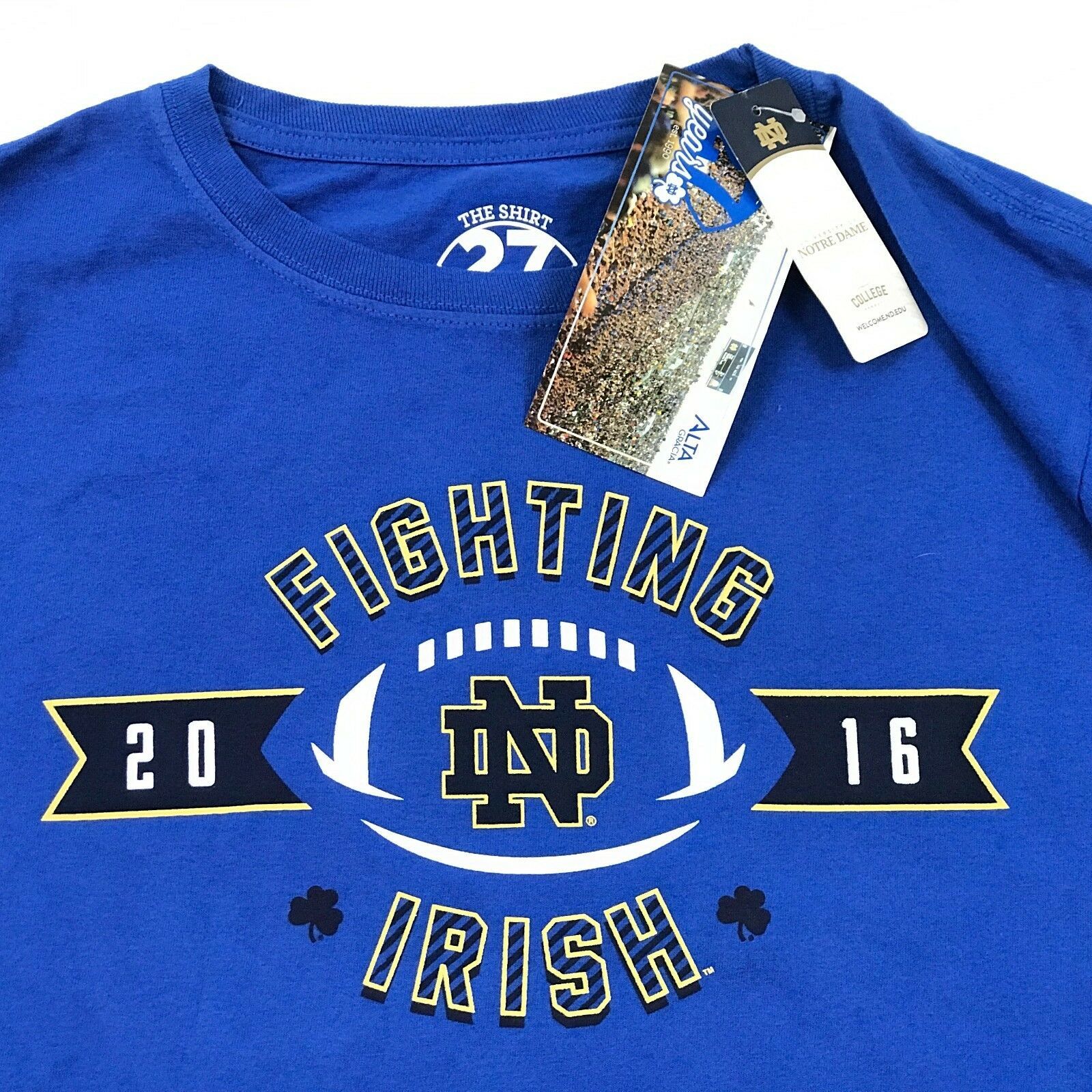 NEW The Shirt Notre Dame Tee Medium Sz M Blue Short Sleeve Irish