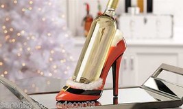 Santa Shoe Wine Bottle Holder Red Suit with White Faux Fur 9.8" High Poly Stone image 2