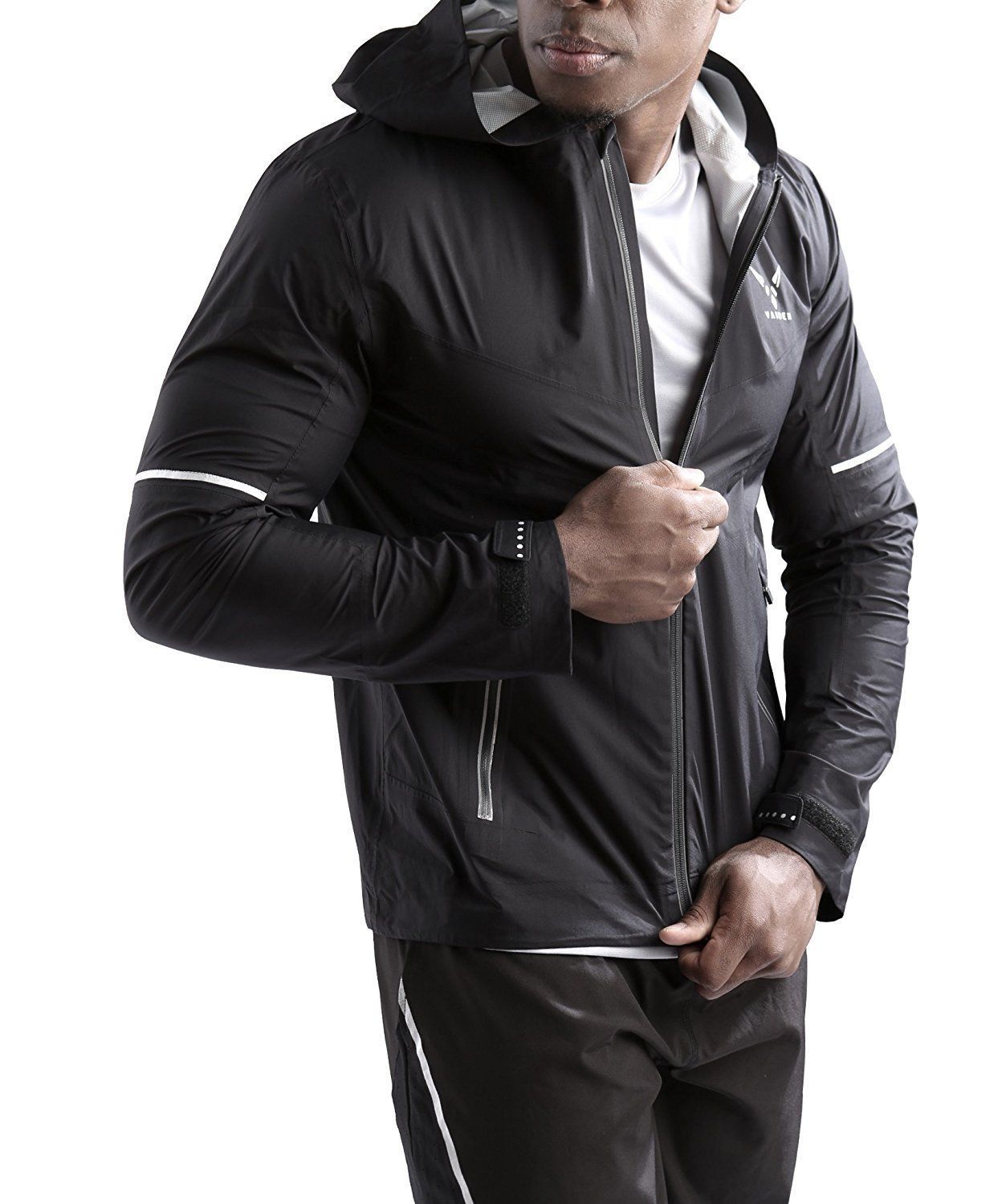 Vaiden Mens Hyperion Lightweight Athletic Black Waterproof Rain Jacket