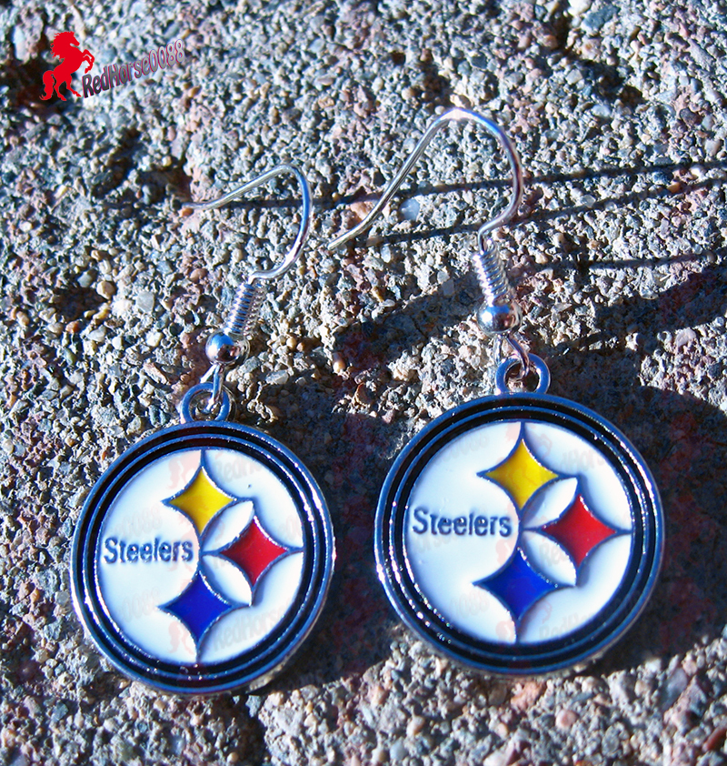 Primary image for Pittsburgh Steelers Dangle Earrings, Sports Earrings, Football Fan Earrings 