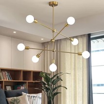 Modern Gold Sputnik Chandelier Light Fixture 7 Light Mid Century Pendant Light f