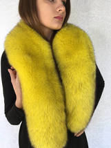 Yellow Fox Fur Collar Saga Furs Big Scarf 55' Inches Stole image 3