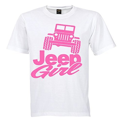 Jeep Girl Tshirt Classic Off Road Fan Girl Tee Pink Design (2XL, WHITE