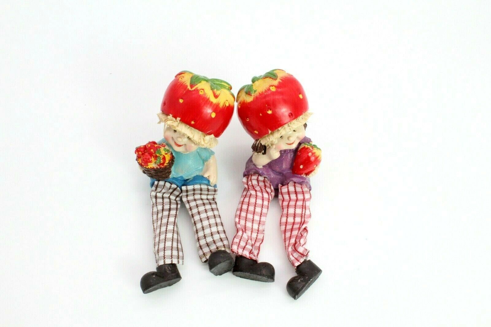 shelf sitter figurine set dangling leg strawberry pair kitchen home