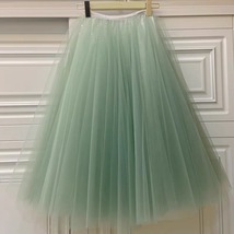 Carrie Bradshaw Tulle Skirt Outfit Plus Size Midi Tulle Green Tutu Holiday Skirt image 2