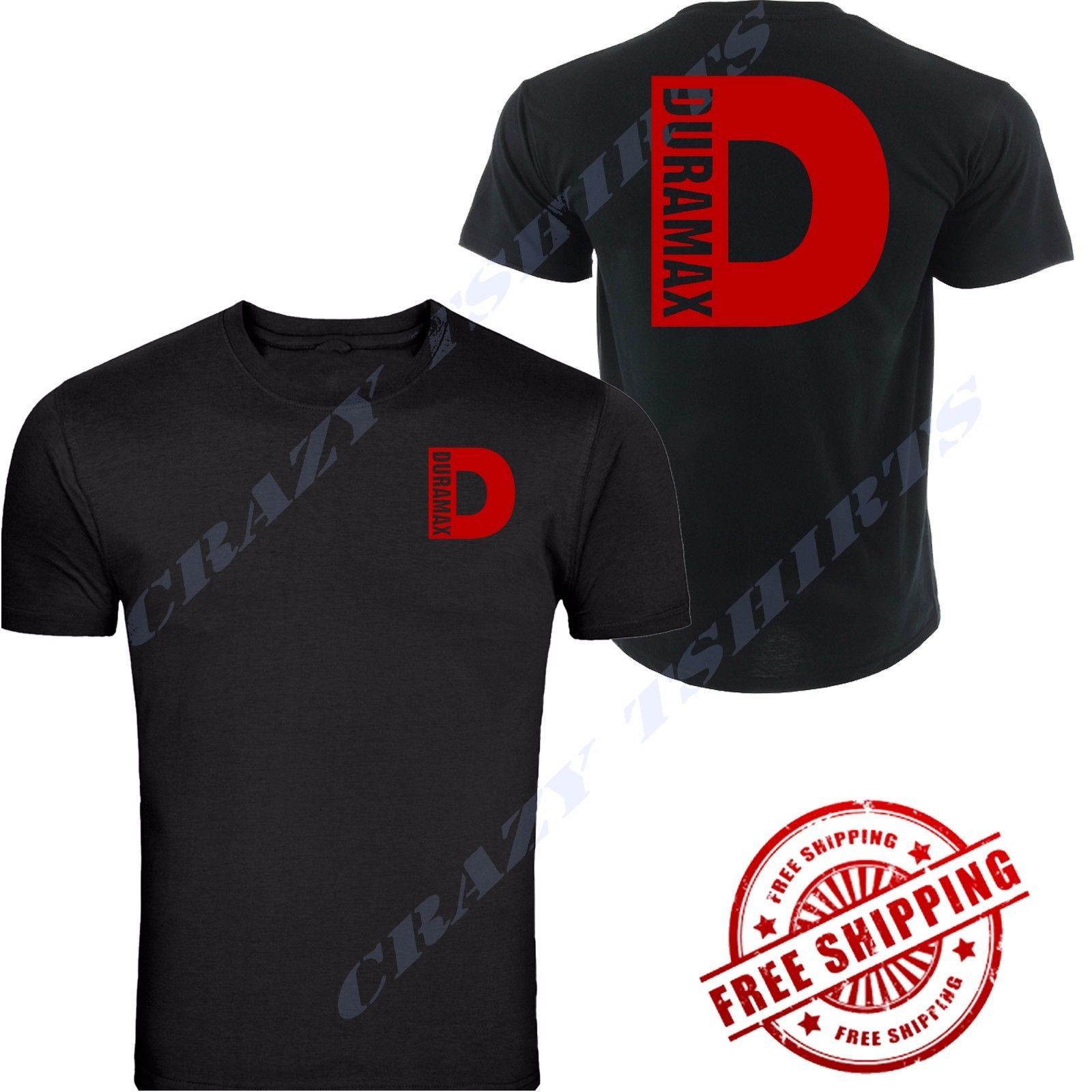 NEW RED DURAMAX CHEVROLET CHEVY Chest BLACK T-SHIRT TEE S-5XL FRONT & BACK