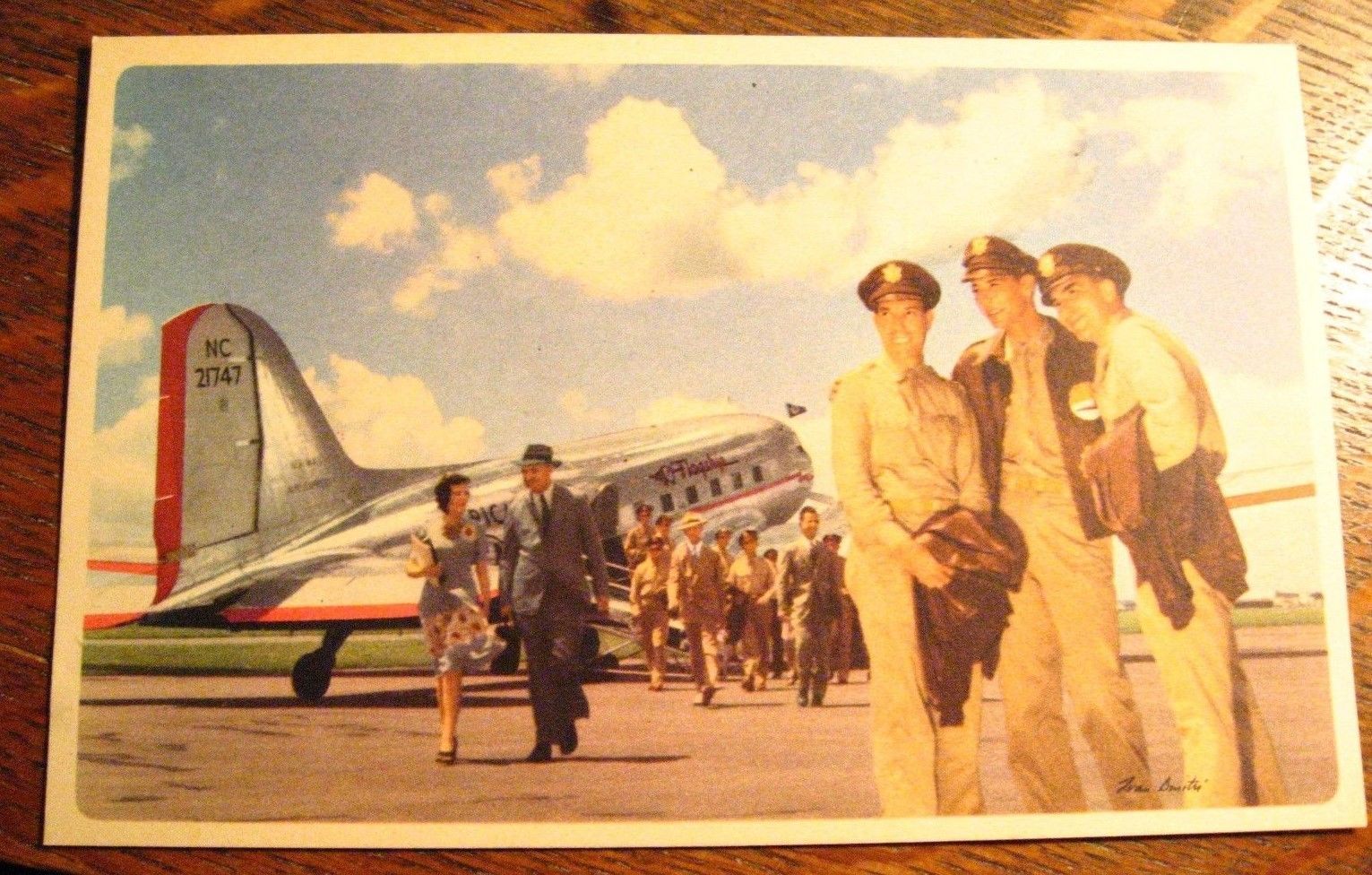 American Airlines WWII Postcard Vintage 1940's USA Military Ivan