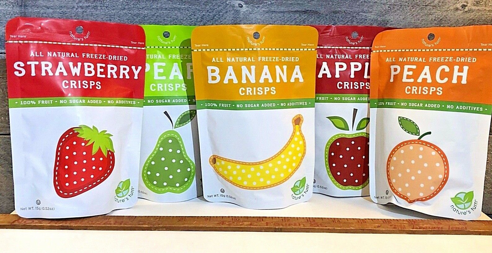 Nature's Turn FreezeDried Apple Strawberry Peach Banana Pear (LOT of 5