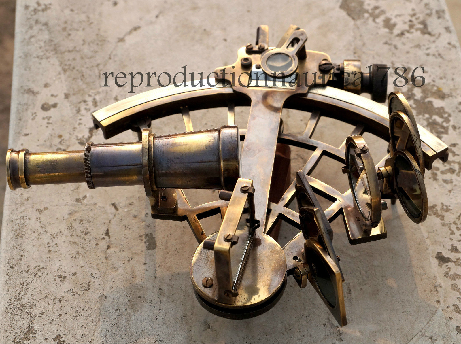 Handmade Nautical Brass Working Sextant With Wooden Box Vintage Royal Marin Gift
