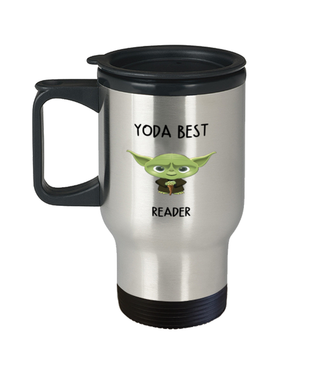 Reading Travel Mug Yoda Best Reader Gift for Men Women Tumbler 11oz