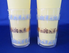 Federal Glass, Juice Glasses / Swank Swigs, Blue &amp; Gold House Graphics - $9.00