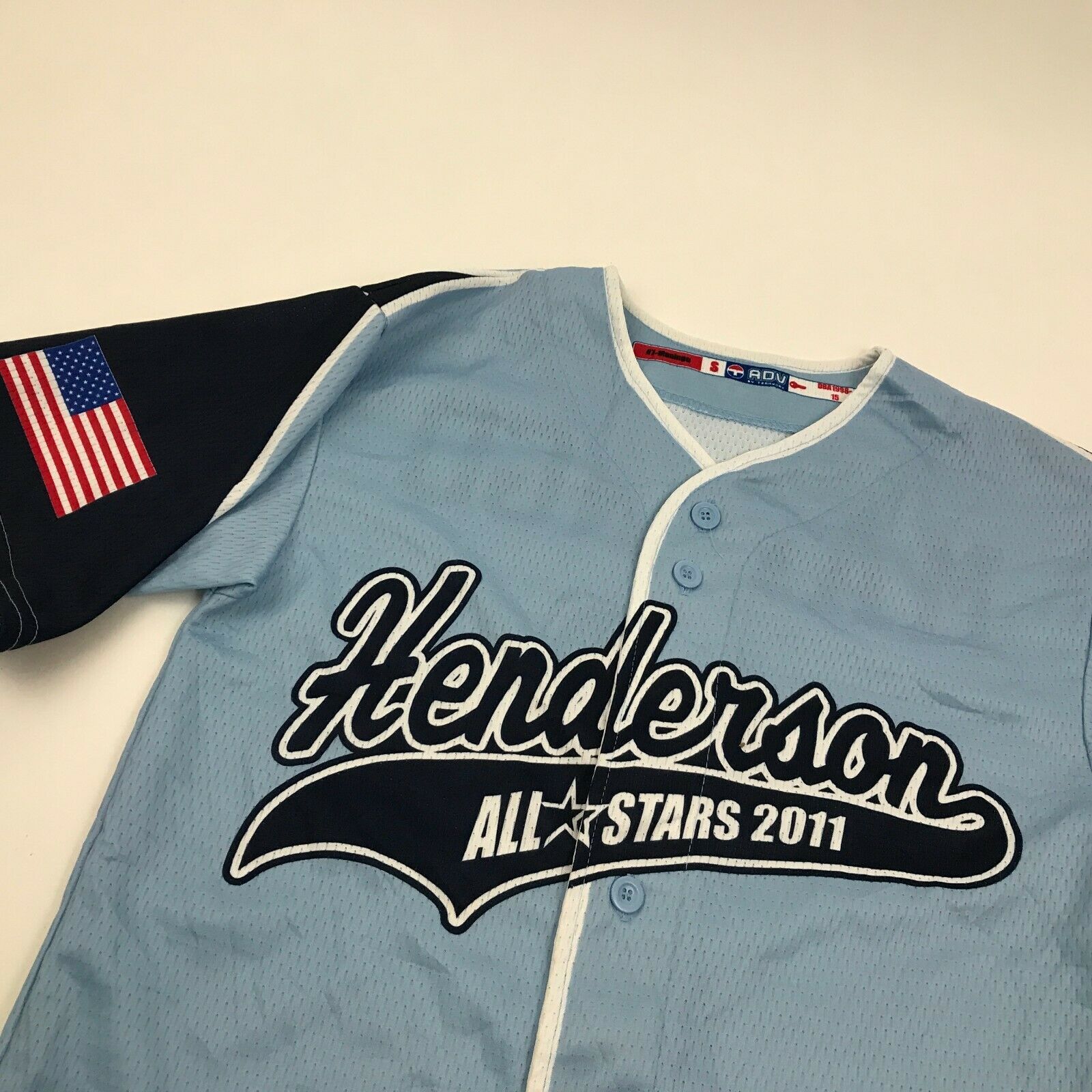Henderson All Stars Baseball Jersey Little League Sky Blue Button Up