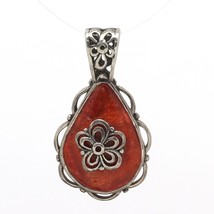 Retired Silpada Sterling &quot;Fiery Personality&quot; Double Sided Coral Pendant ... - $39.99