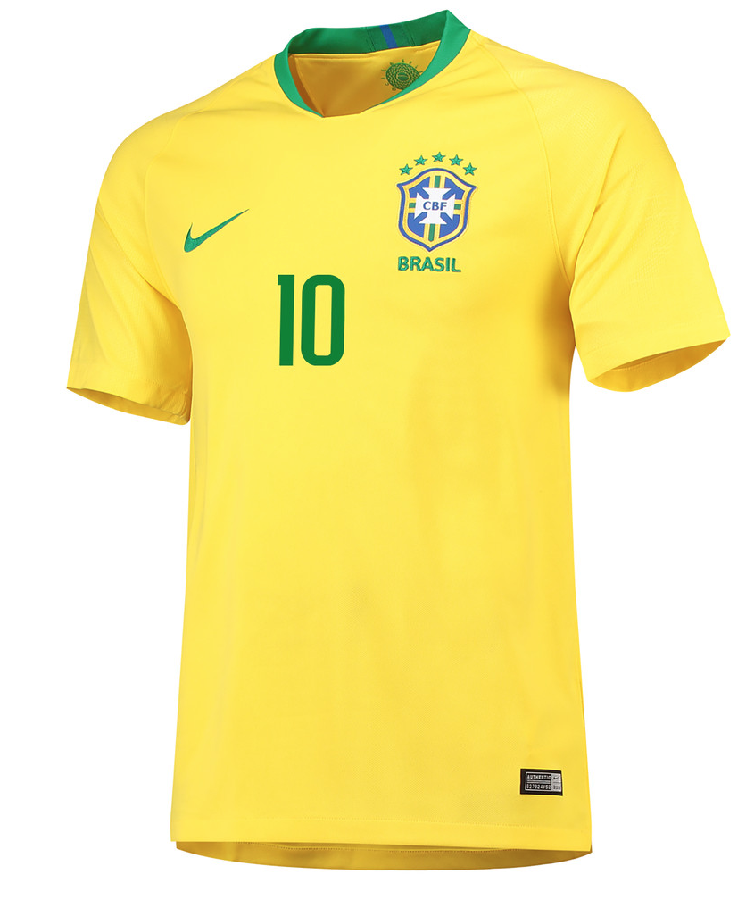 Brazil Home #10 NEYMAR JR World Cup 2018 Men Soccer Jersey Football ...