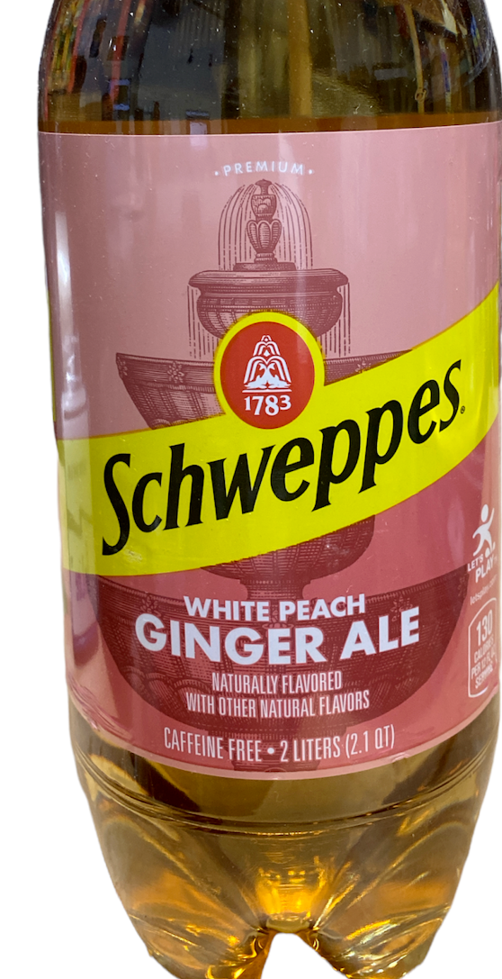SCHWEPPES GINGER ALE WHITE PEACH 2 LITER SODA !!!! Schweppes