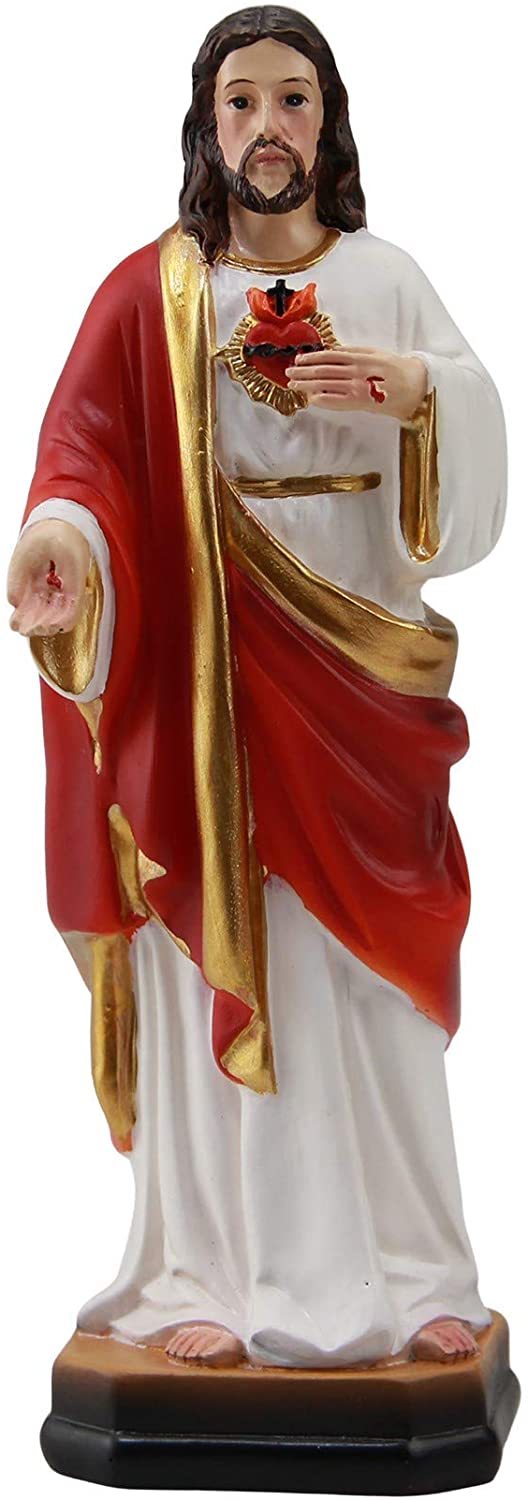 Sacred Heart of Jesus Christ 5 Inch Colored Resin Small Statue