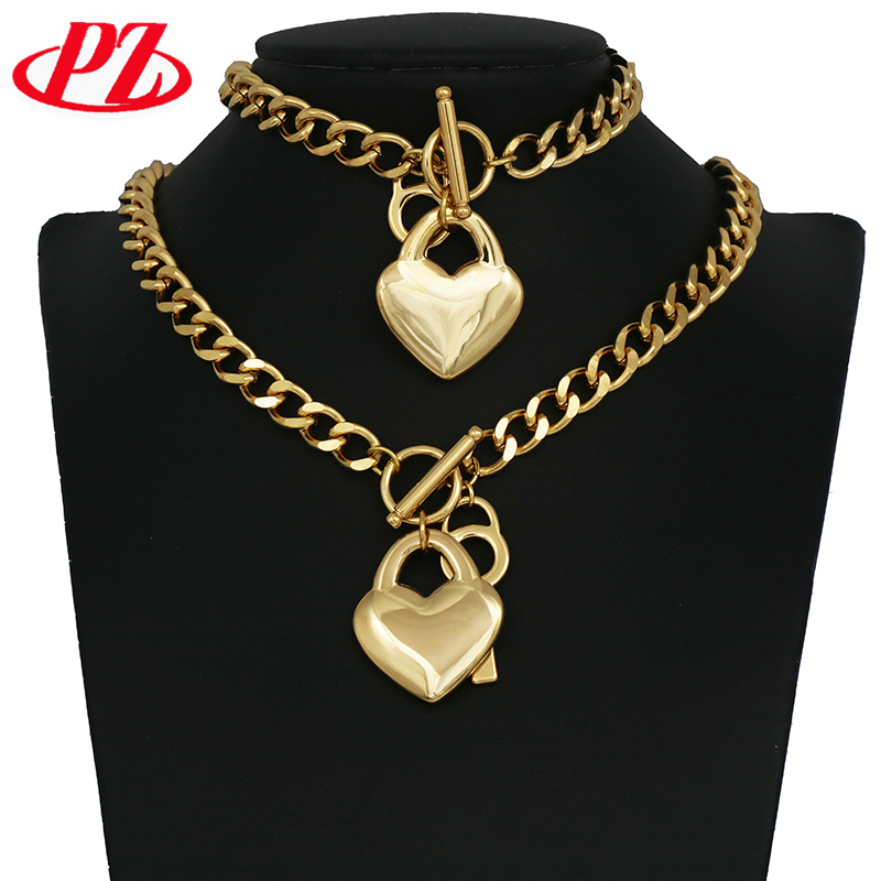 stainless steel jewelry set Gold color  For Women jewelry Sets  heart shape Brac