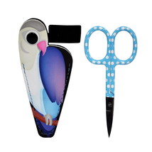 Baby Blue 3 1/2 Inch Embroidery Scissors With Parrot Pouch Purse - $6.95