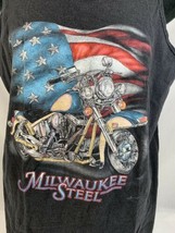 Vintage Biker T Shirt Milwaukee Steel Tank Top Motorcycle USA Trucker La... - $39.99