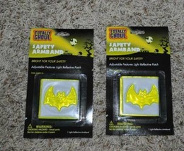 2 Kids Safety Safety Armbands Lighted Reflector Yellow Bats Halloween Accessory - $4.95