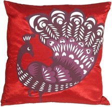 Pillow Decor - Proud Peacock Red Throw Pillow (KB1-0014-04-16) - $29.95