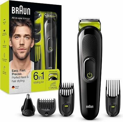 Braun MGK3220 6-in-1 Body Grooming Kit Beard Ear and Nose Trimmer & Hair Clipper