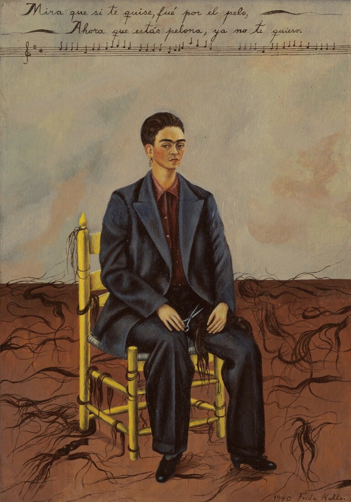 Frida Kahlo Self-Portrait with Cropped Hair Masterpiece Reproduction
