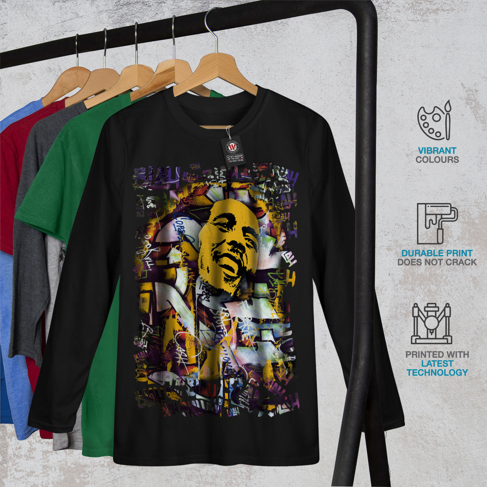 Street Graphic Design Wellcoda Stay Ahead Graffiti Mens Long Sleeve T-shirt 