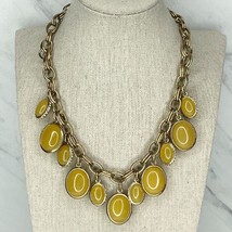 Ann Taylor Gold Tone Cabochon Bib Chain Link Toggle Necklace - $19.34