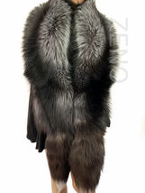 Double-Sided Silver Fox Fur Stole 63' (160cm) Saga Furs Natural Color With Tails image 3