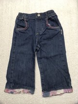 OshKosh Baby Girl Denim Embroidered Flower Blue Jeans Size 12 Months - $9.89