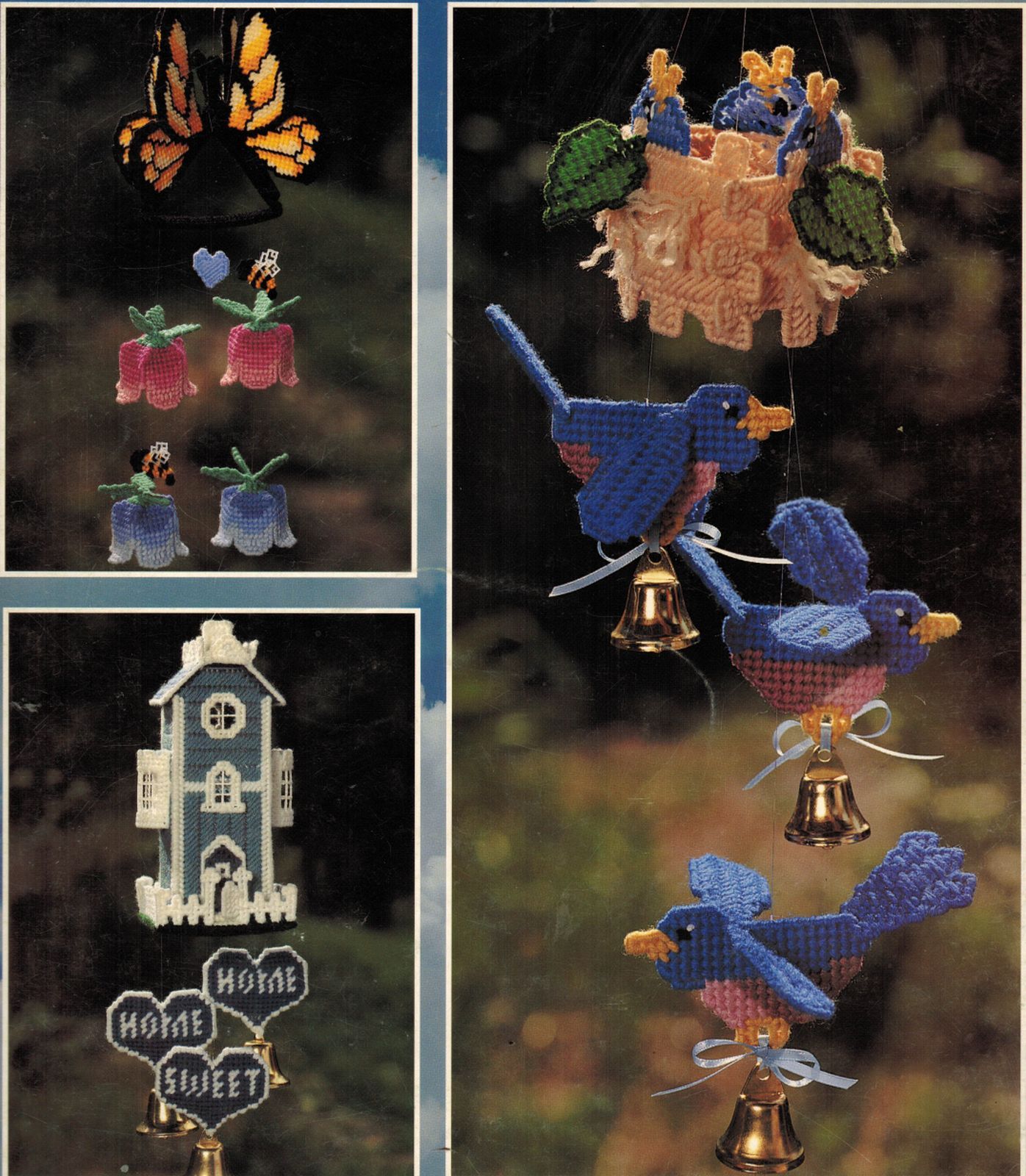 Plastic Canvas Bluebird Butterfly Home Sweet Home Wind Chimes Pattern