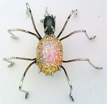 Vintage Glass Spider Stainless Steel Wire Wrap Brooch 14 - $26.00