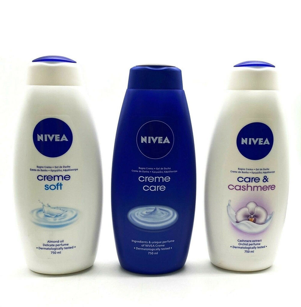 Nivea Body Wash Shower Gel 750ml/25.36 oz Cream Care/Cashmere/Diamond 3 Pack Set