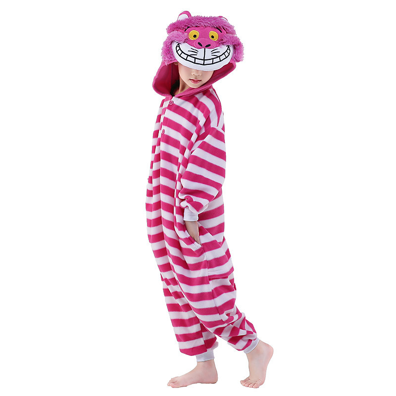 Kid's Kigurumi Pajamas Cat Pajamas Velvet Mink Pink Cosplay Animal ...