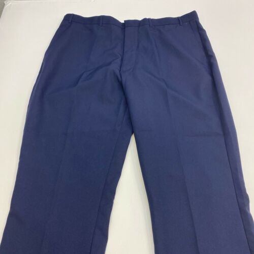 Haband Dress Pants Mens 46X30 Navy Blue Flat Front Slash Pockets ...